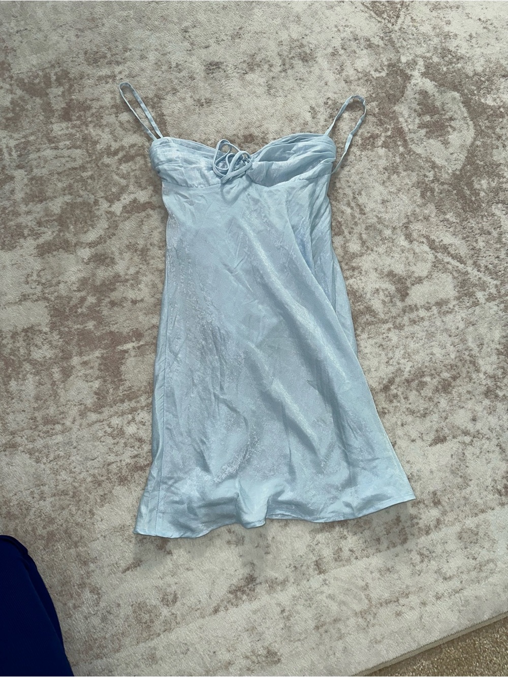 Princess Polly Light Blue Satin Slip Dress with Tie Front